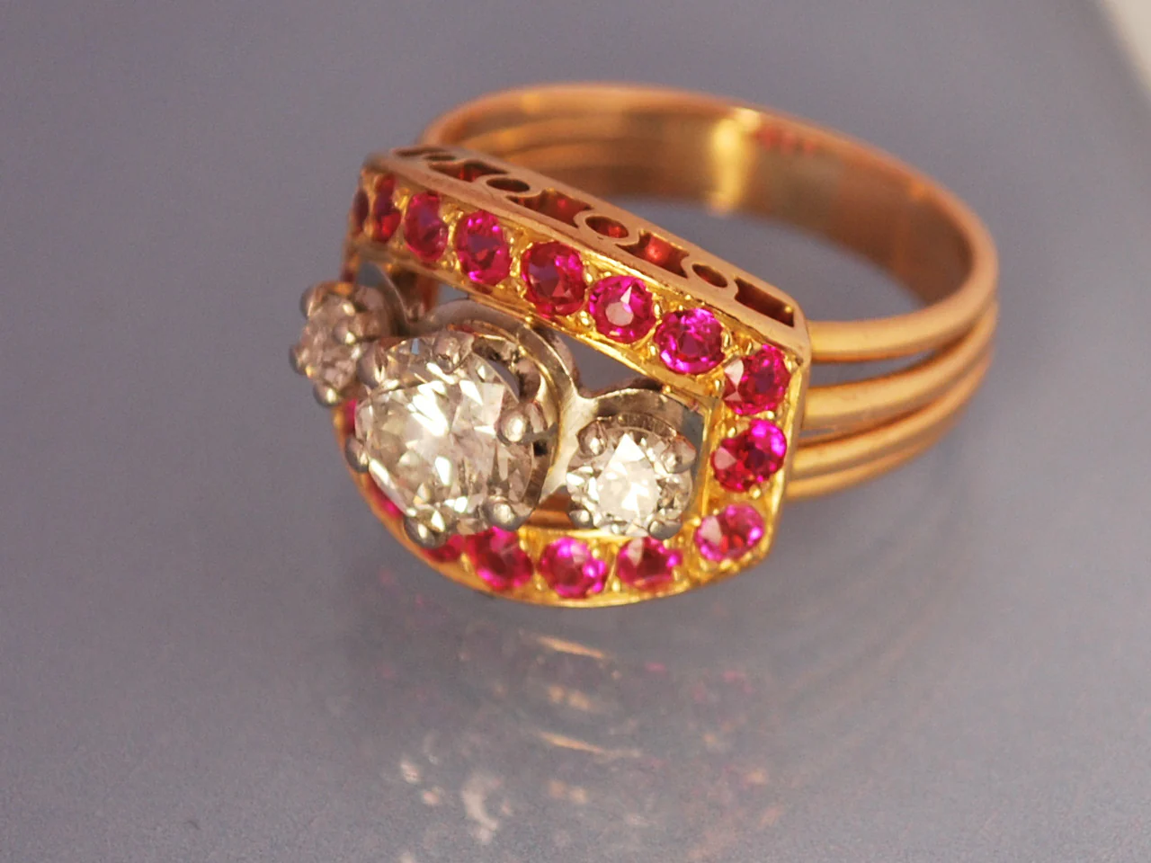 Bague Diamant rubis et or - Image 2