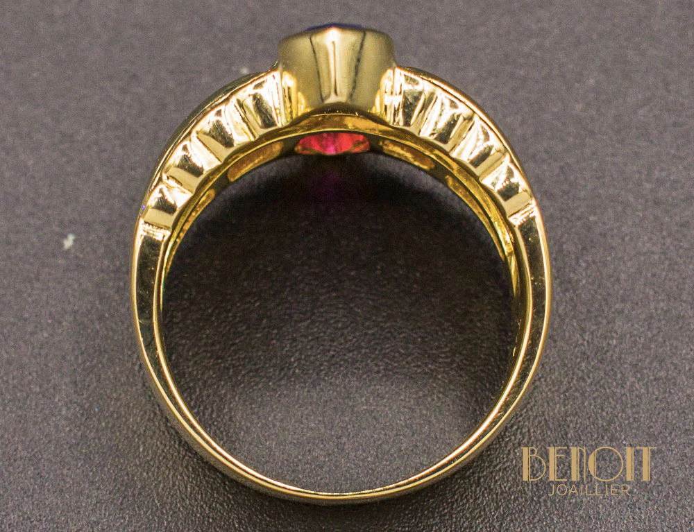 Bague Diamant Saphir et Rubis Poires - Image 5