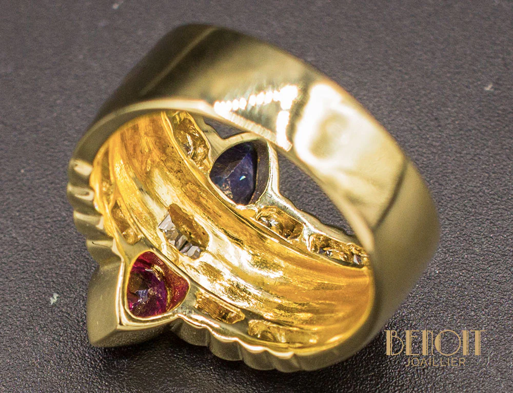Bague Diamant Saphir et Rubis Poires - Image 6