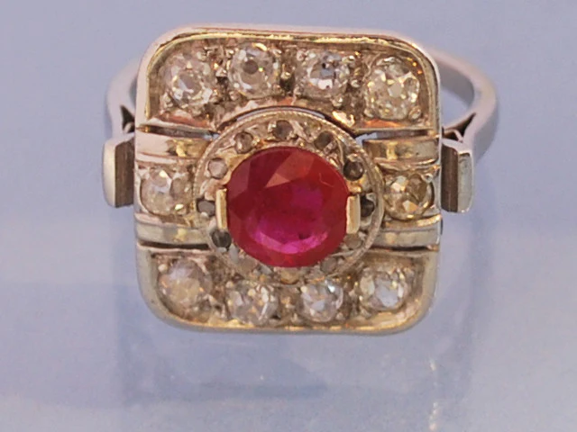 Bague diamants et rubis 1930 - Image 4