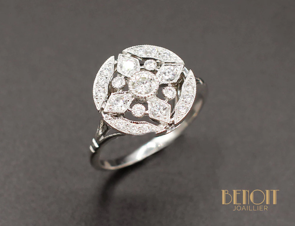 Bague Art Déco Diamants "Les Recyclés"
