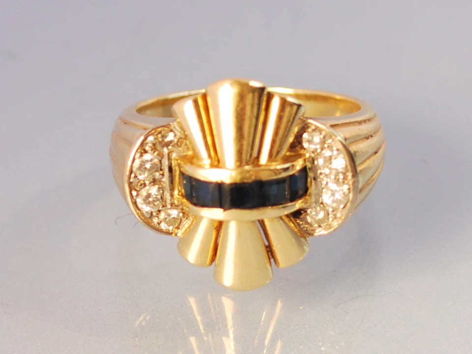 Bague diamants saphirs diamants 1940