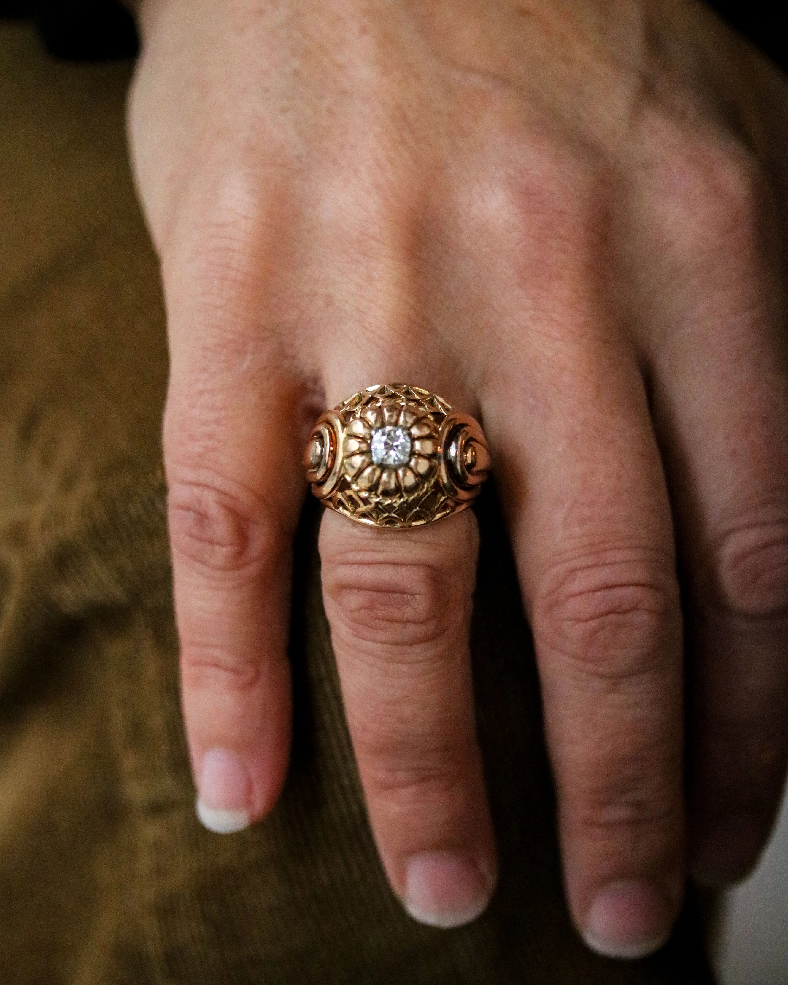 Bague Dôme 1950 Or Jaune et Diamant - Image 2