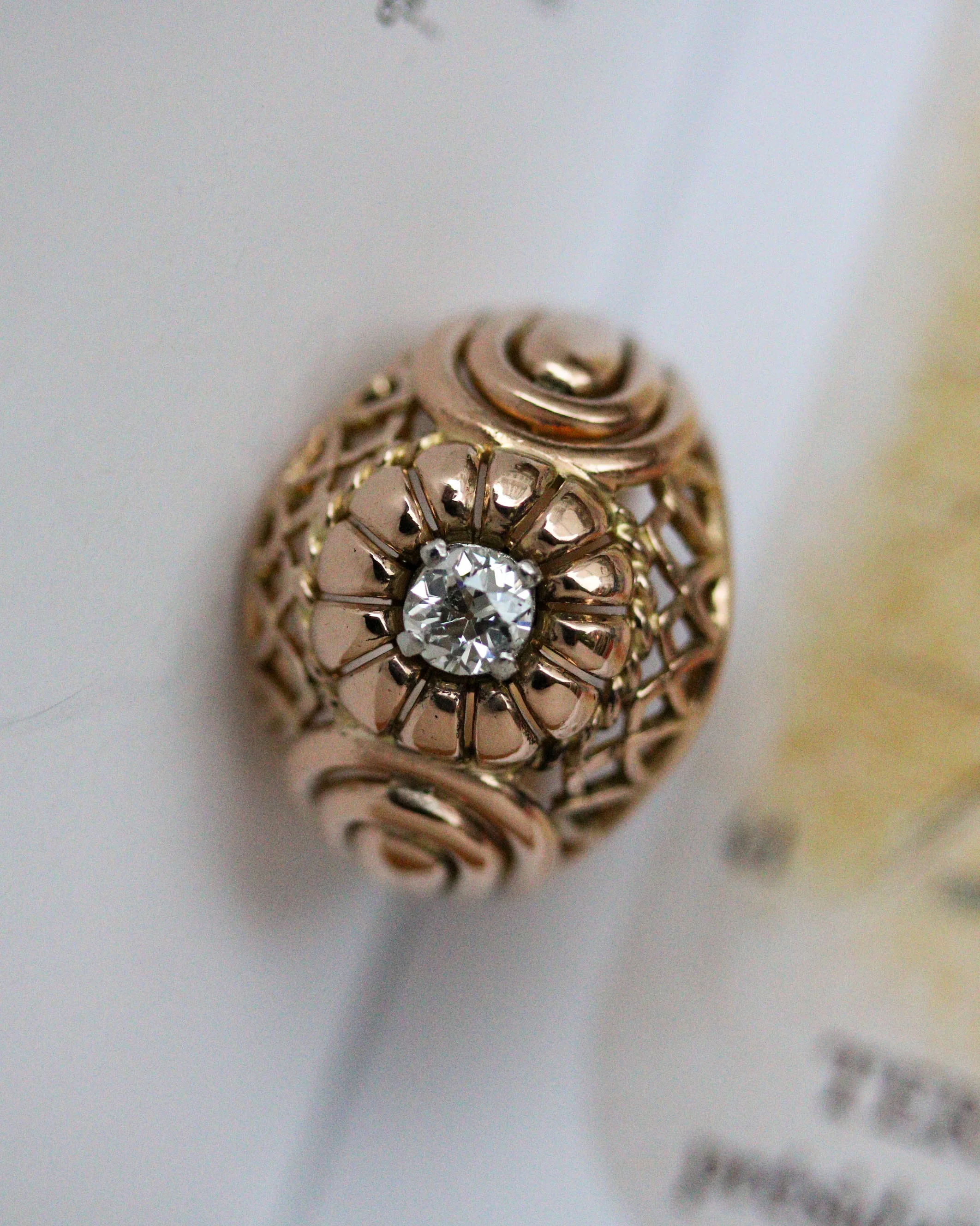Bague Dôme 1950 Or Jaune et Diamant - Image 3