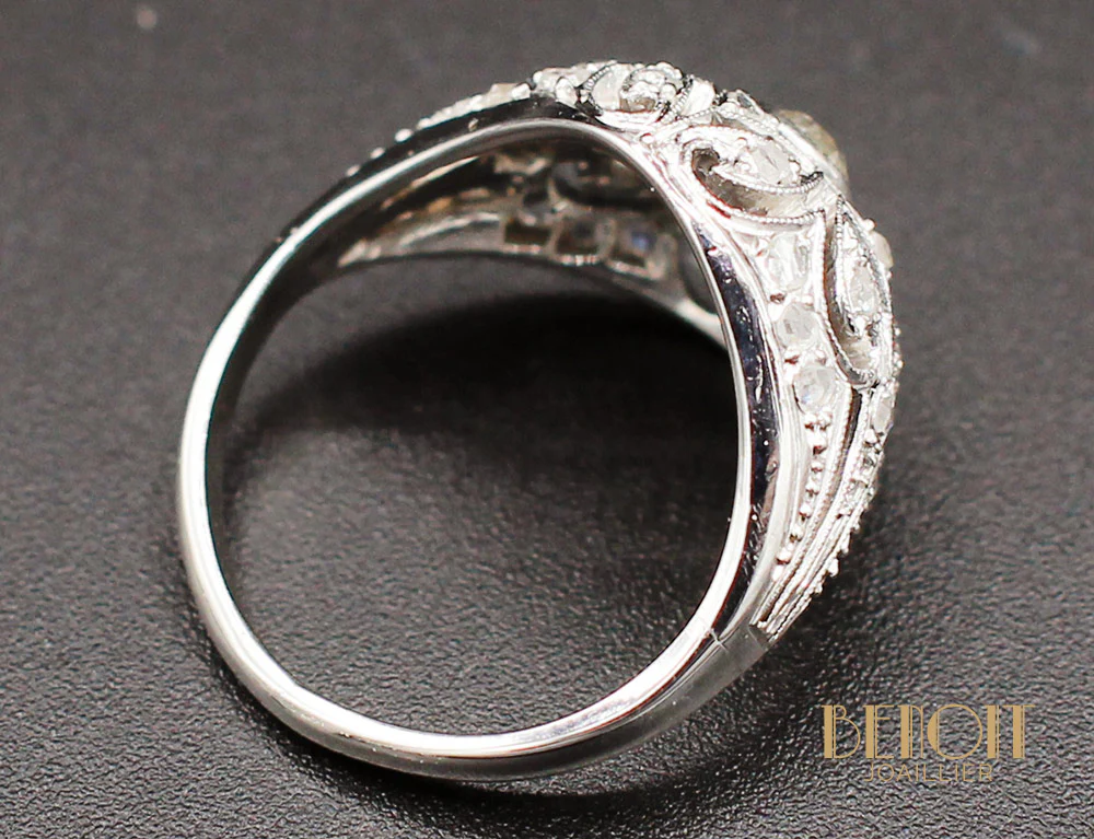 Bague Dôme Art Déco Diamants - Image 7