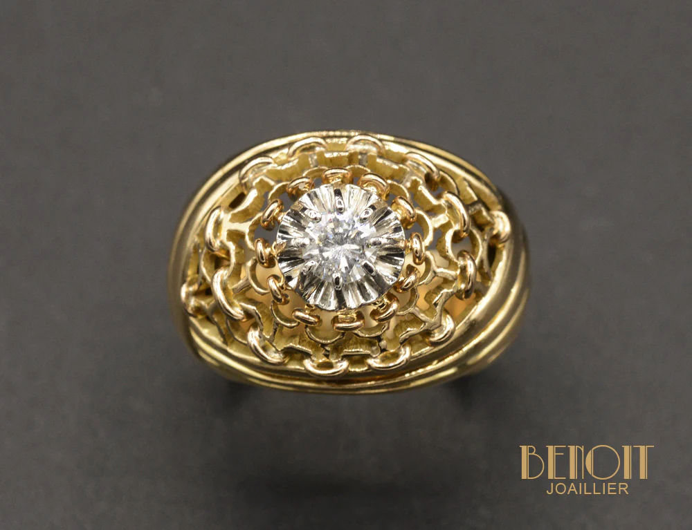 Bague Dôme Diamant 1950 - Image 2