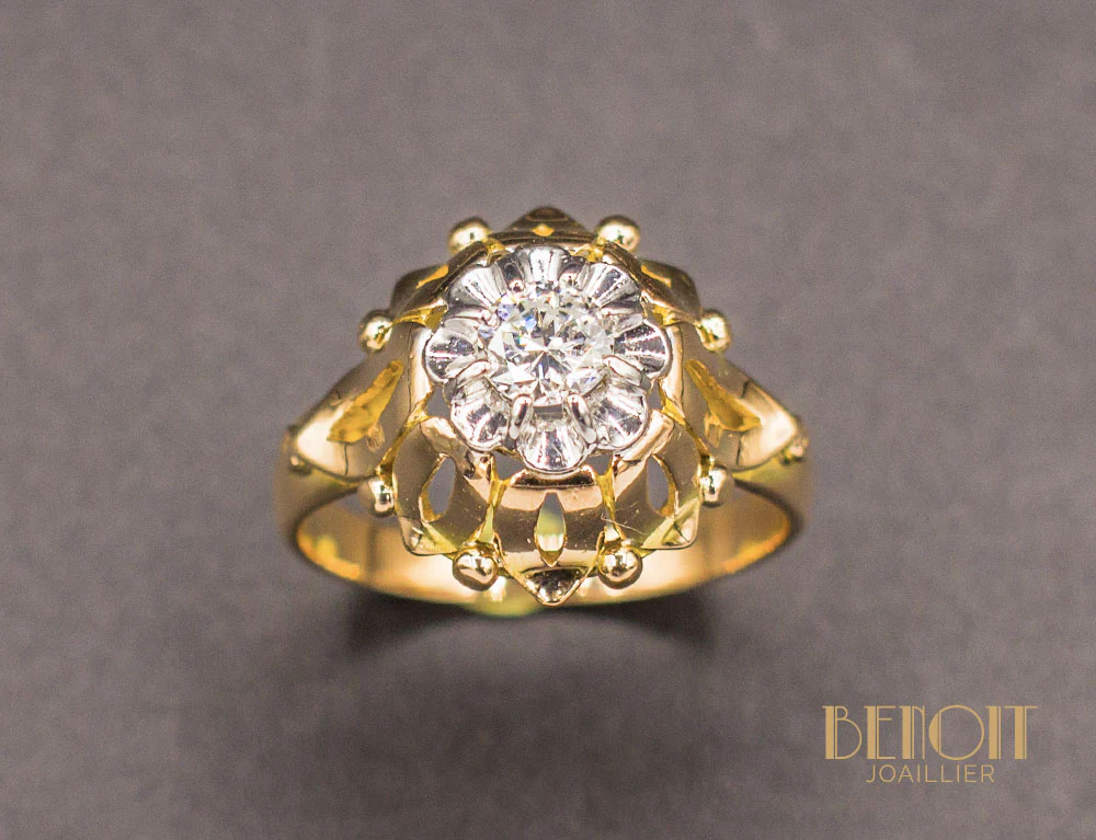 Bague Dôme Fleur Diamant - Image 2