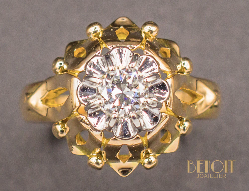 Bague Dôme Fleur Diamant - Image 3