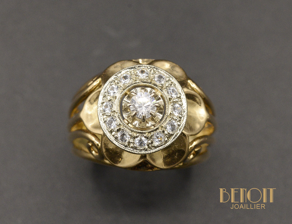 Bague Dôme Fleur Hexagramme Diamants - Image 2