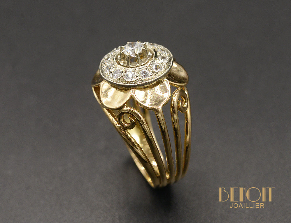 Bague Dôme Fleur Hexagramme Diamants - Image 3
