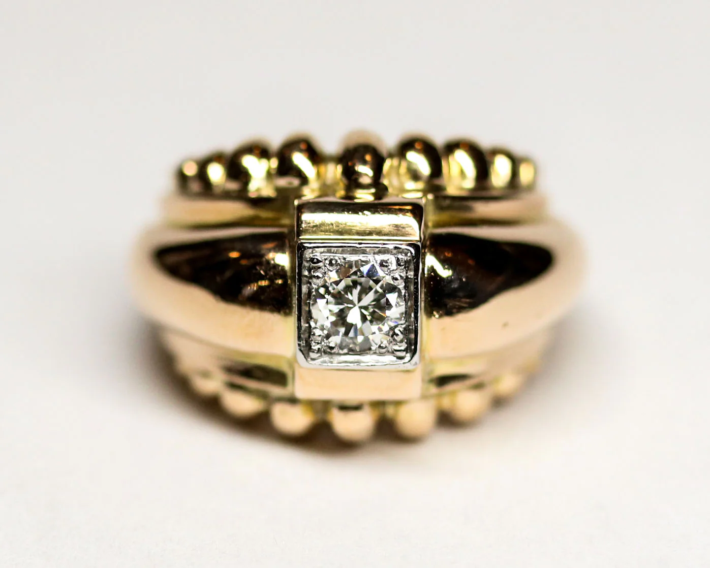 Bague Dôme Ruban Or Jaune Diamant - Image 5