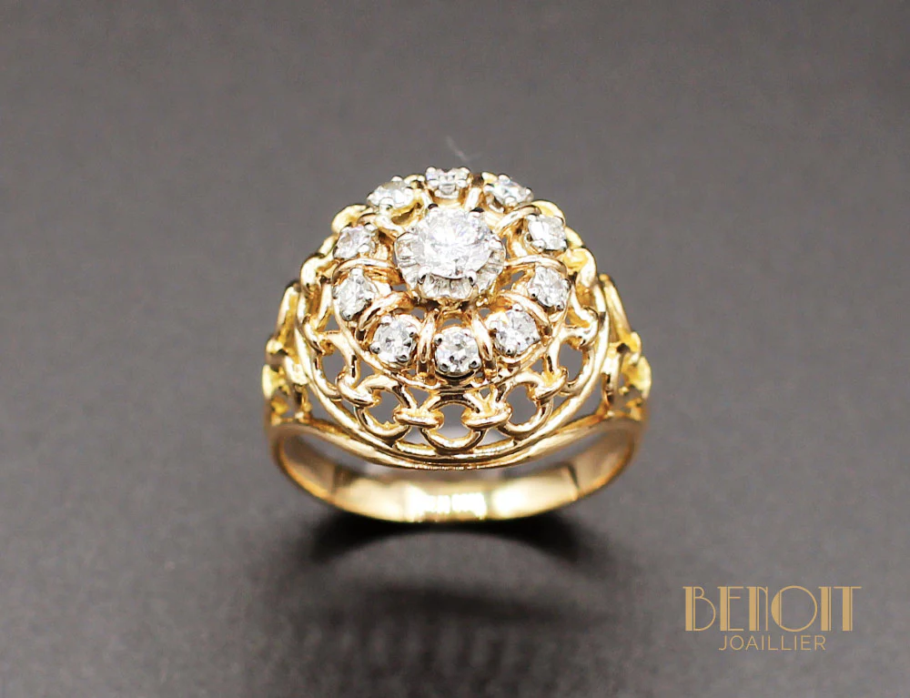 Bague Dôme Or Jaune Diamants - Image 2