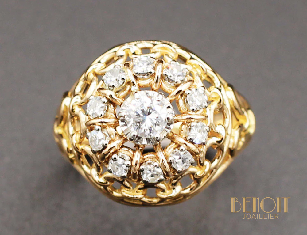Bague Dôme Or Jaune Diamants - Image 3