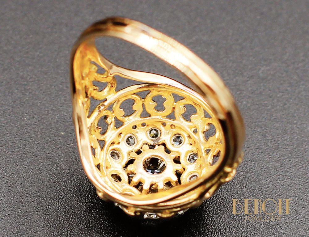 Bague Dôme Or Jaune Diamants - Image 7