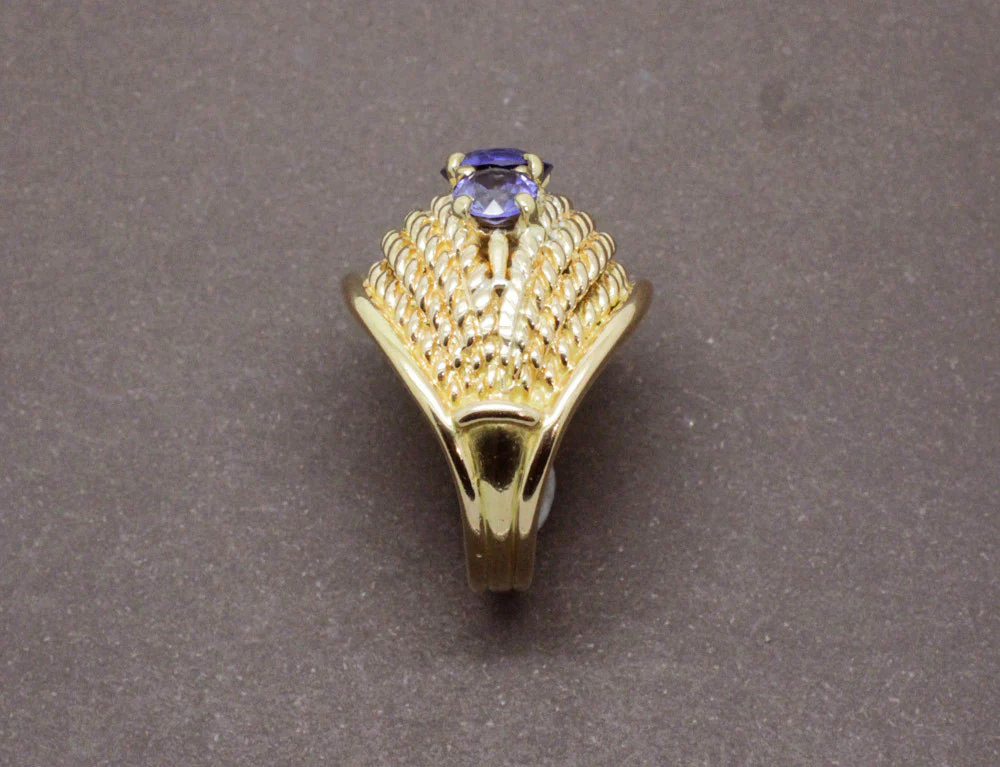 Bague Dôme Or Jaune Saphirs - Image 4