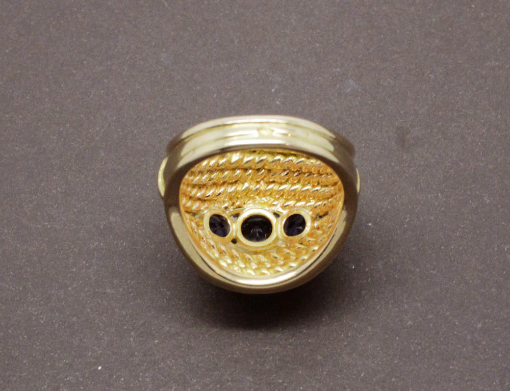 Bague Dôme Or Jaune Saphirs - Image 6