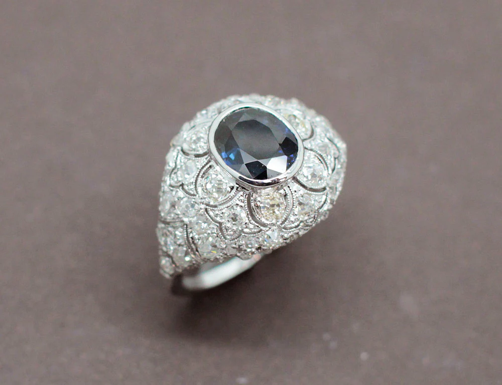 Bague Dôme Saphir Art Déco
