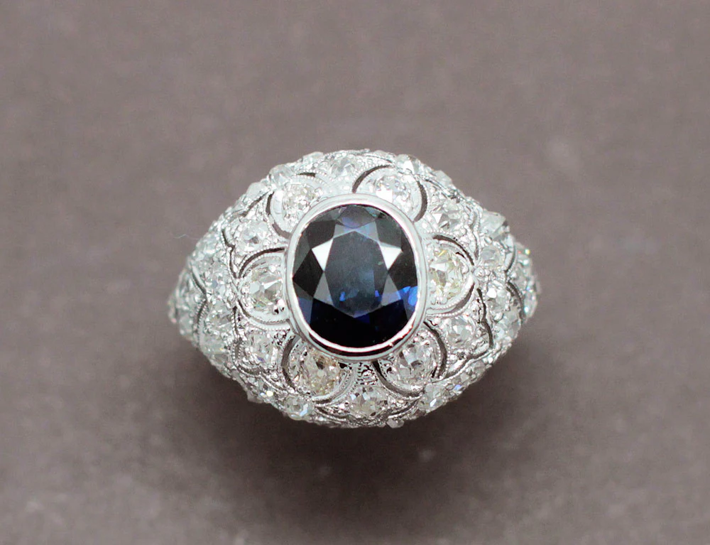 Bague Dôme Saphir Art Déco - Image 3