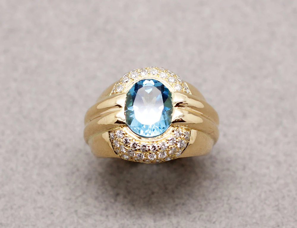Bague Dôme Topaze Diamants - Image 2
