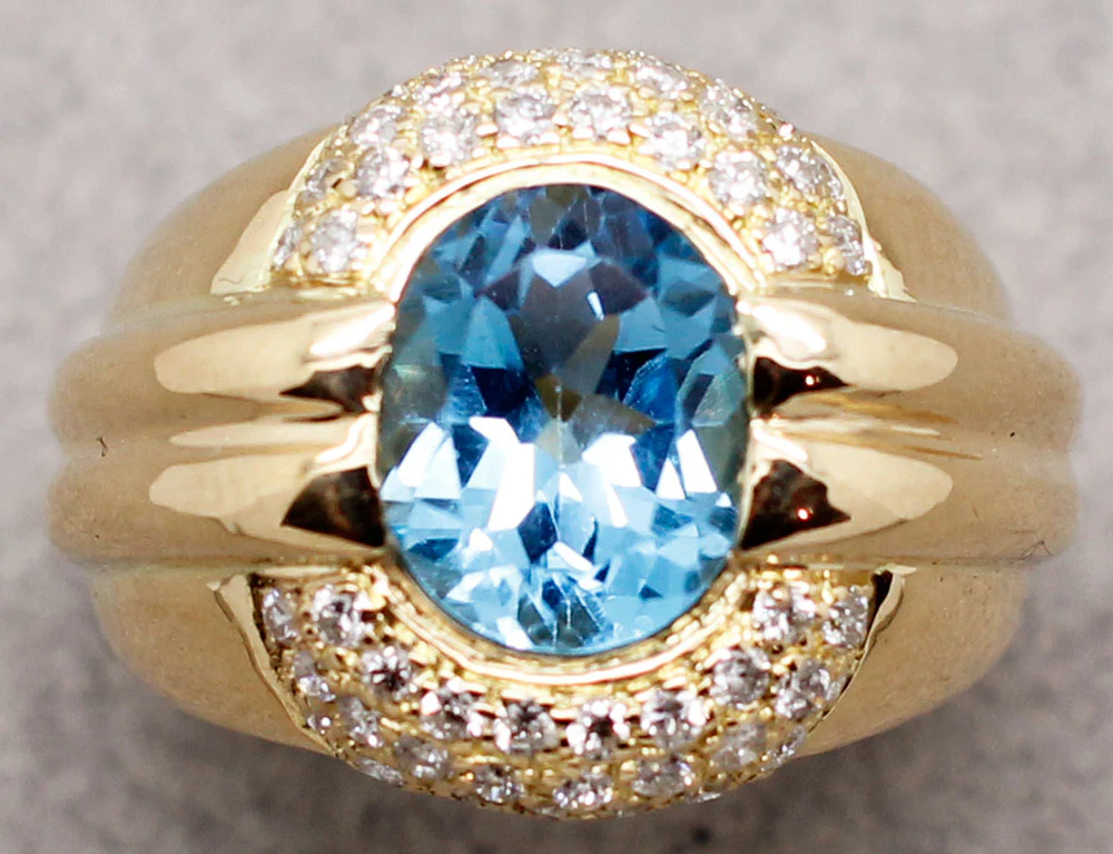 Bague Dôme Topaze Diamants - Image 3