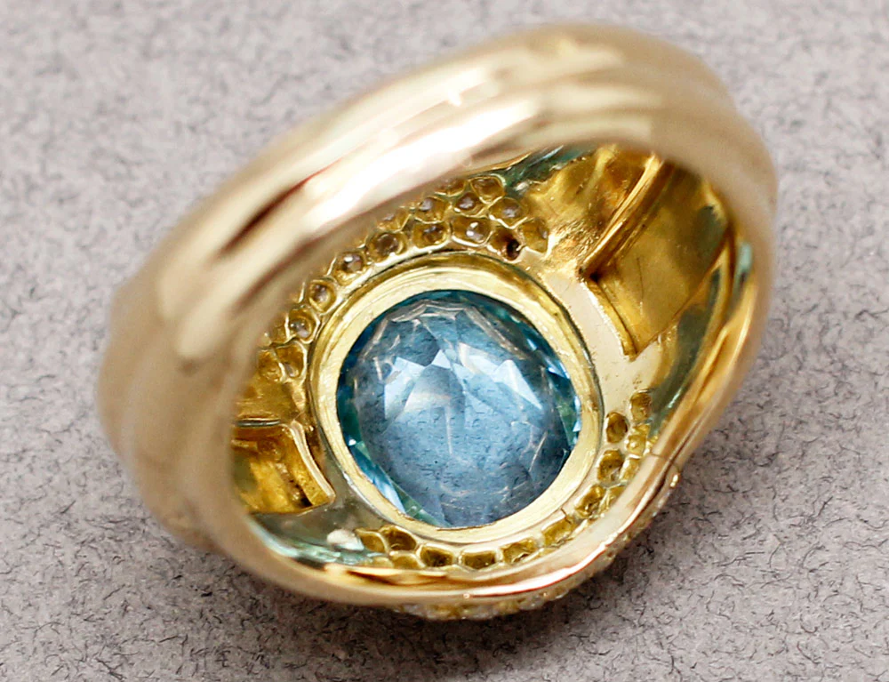 Bague Dôme Topaze Diamants - Image 6