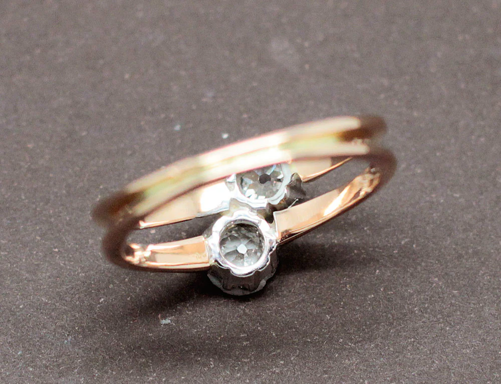Bague Double Anneau Or Rose Diamants - Image 5