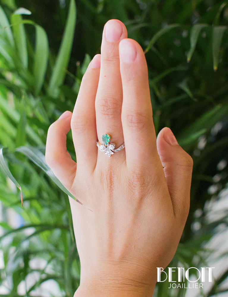 Bague Duchesse Emeraude et Diamants - Image 7