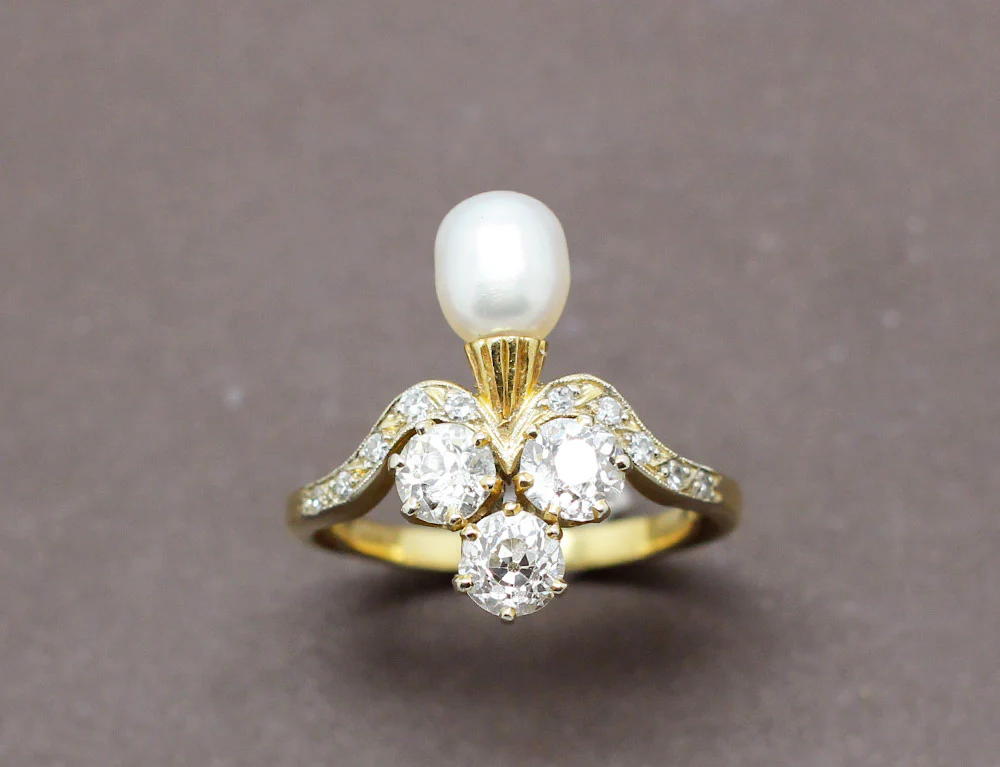 Bague Duchesse Or Diamants Perle - Image 2