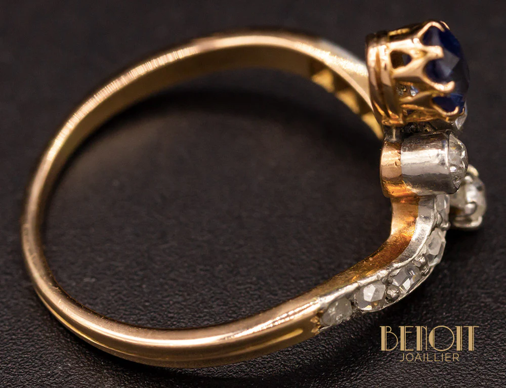 Bague Duchesse Saphir Diamants - Image 4