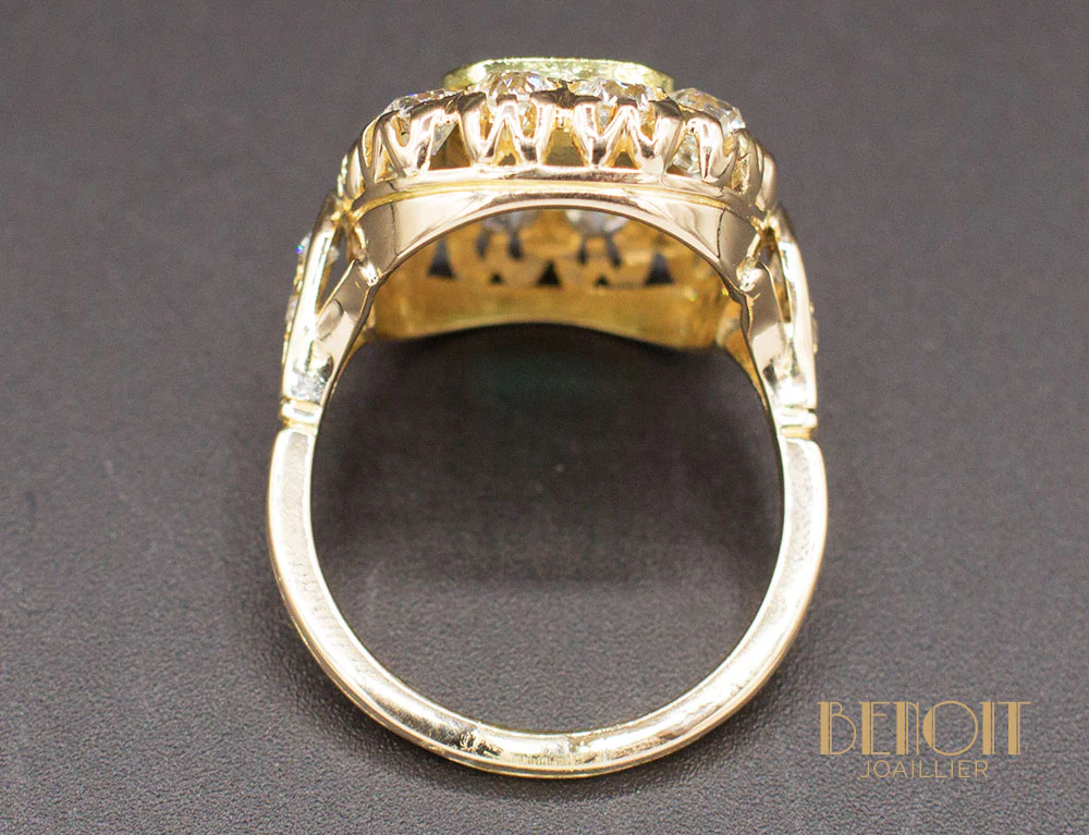 Bague Emeraude Entourage Diamants - Image 5