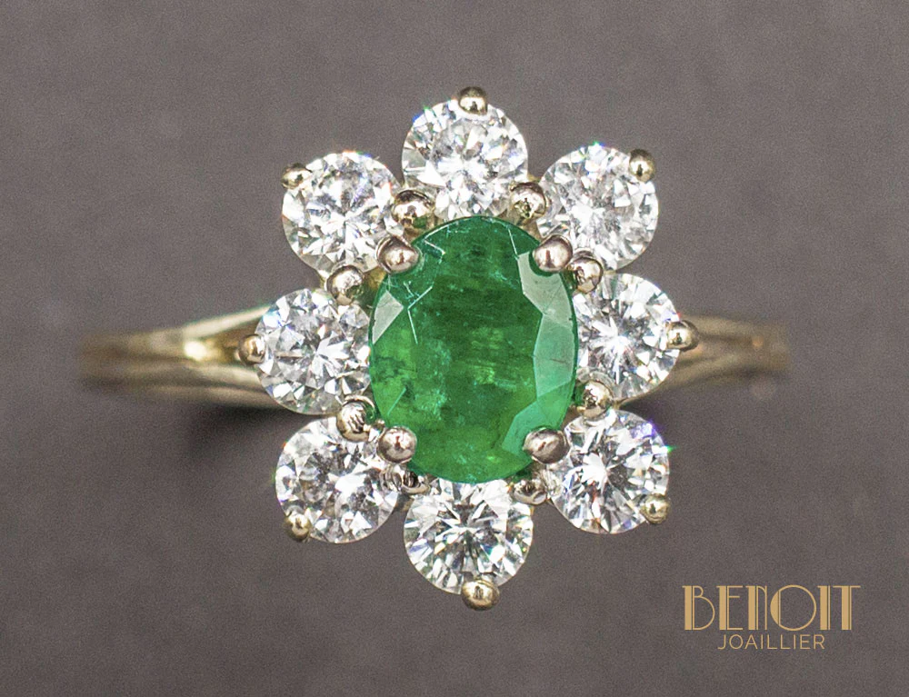 Bague Emeraude Entourage Diamants - Image 3