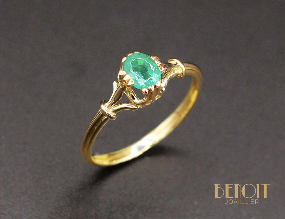 Bague Emeraude Or Jaune 1950