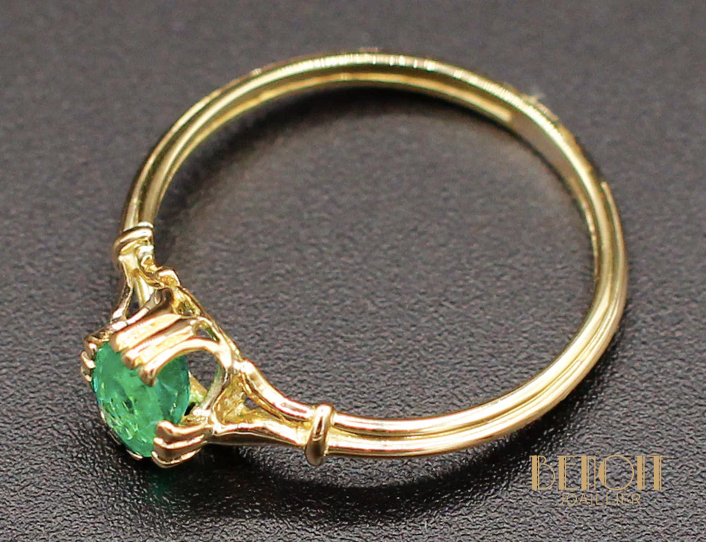 Bague Emeraude Or Jaune 1950 - Image 4