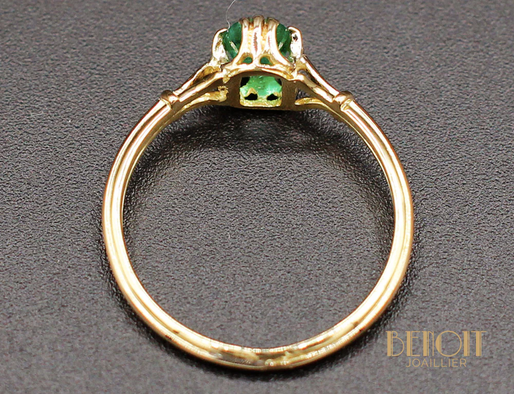 Bague Emeraude Or Jaune 1950 - Image 5