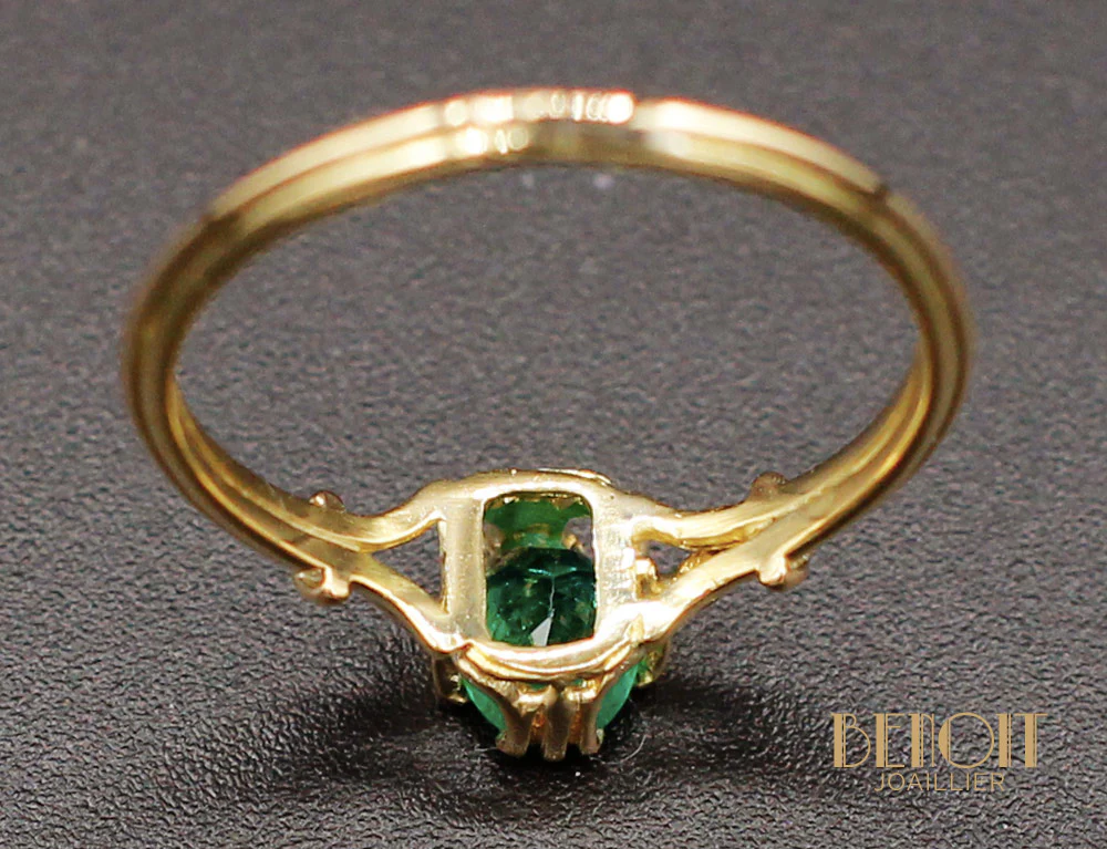 Bague Emeraude Or Jaune 1950 - Image 6