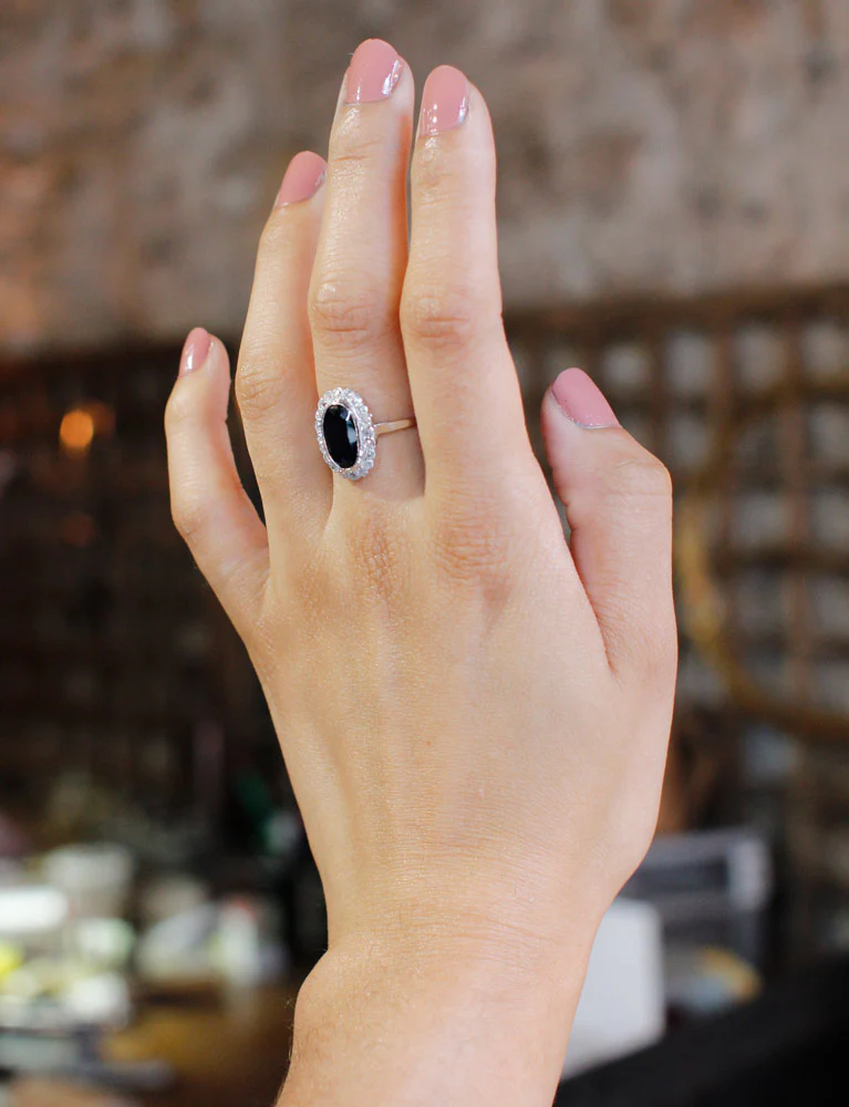 Bague Entourage Saphir Diamants - Image 6