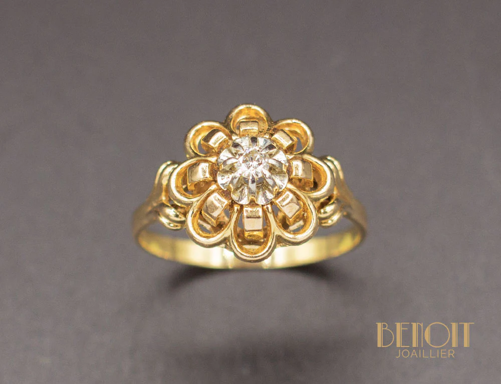 Bague Fleur 1950 Diamant - Image 2