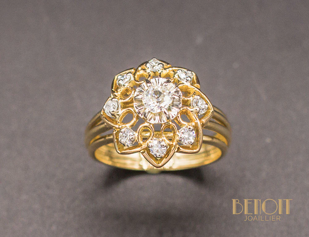 Bague Fleur 1950 Diamants - Image 2