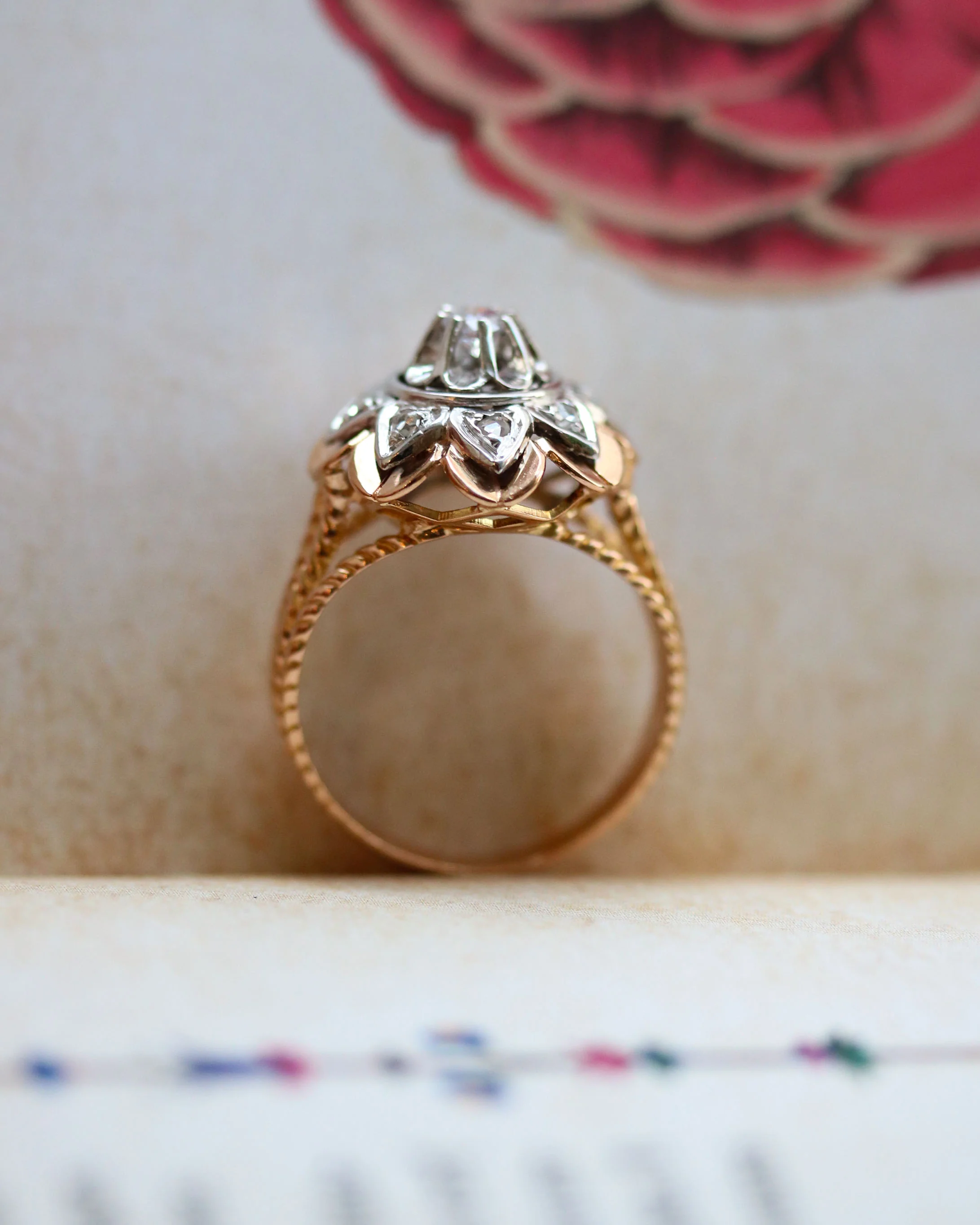 Bague Dôme Marguerite 1950 Or Diamant - Image 3