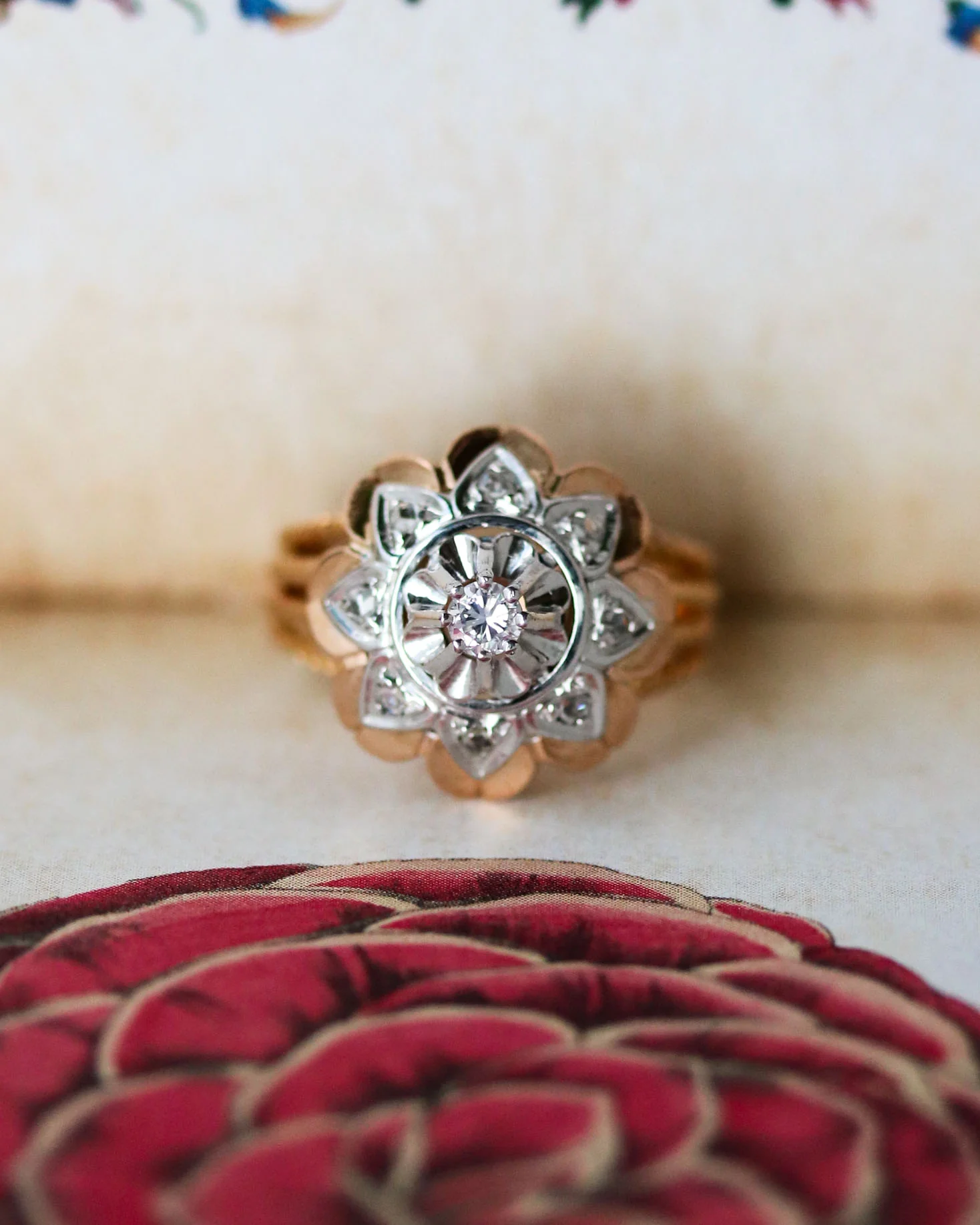 Bague Dôme Marguerite 1950 Or Diamant - Image 6