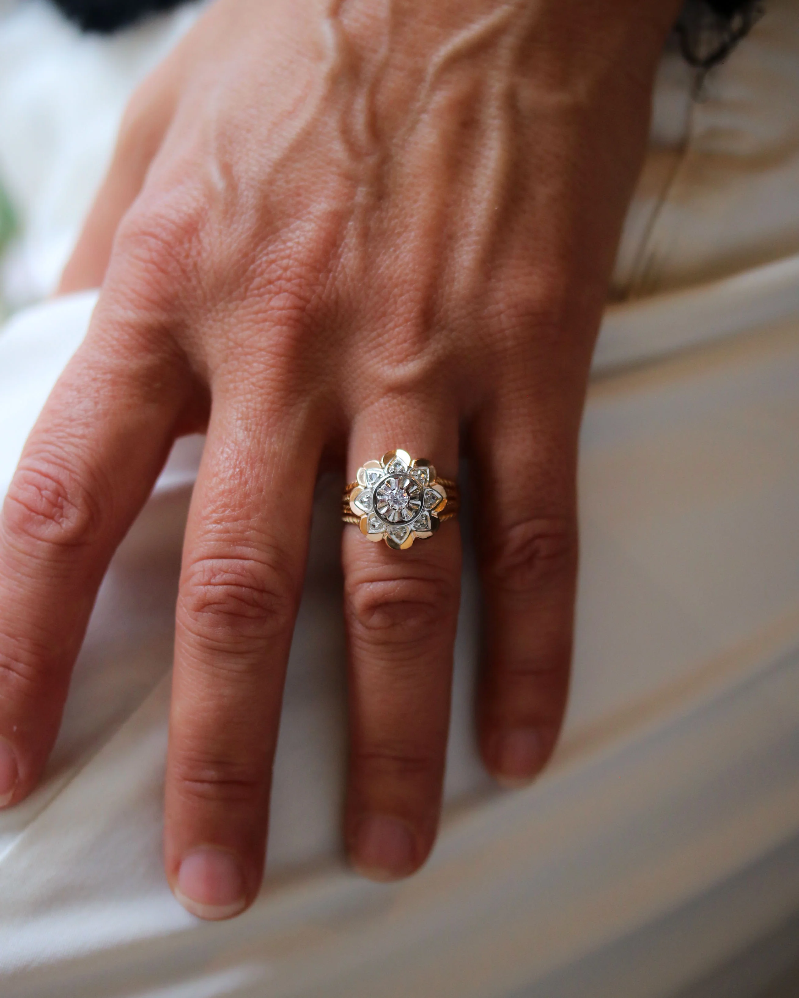 Bague Dôme Marguerite 1950 Or Diamant - Image 7