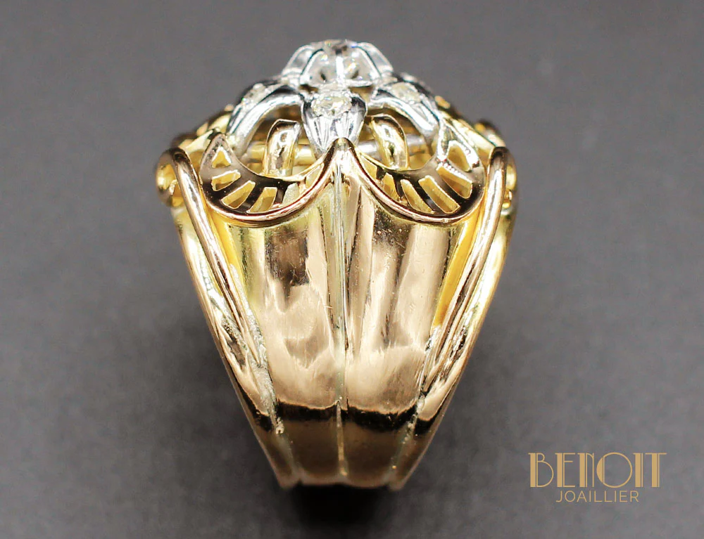 Bague Fleur 1950 Or Jaune Diamants - Image 4