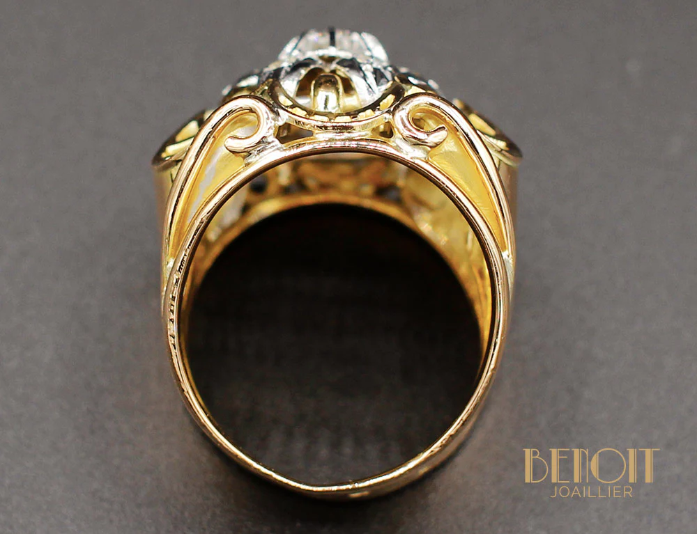Bague Fleur 1950 Or Jaune Diamants - Image 5