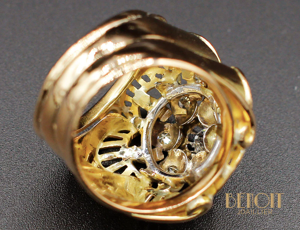 Bague Fleur 1950 Or Jaune Diamants - Image 6