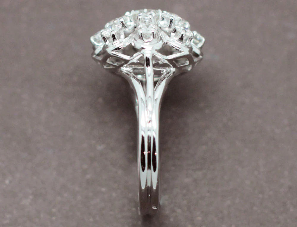 Bague Fleur Diamants 1950 - Image 4