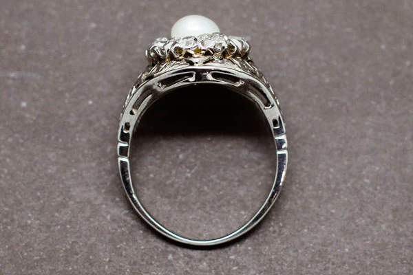 Bague Fleur Perle Diamants - Image 5