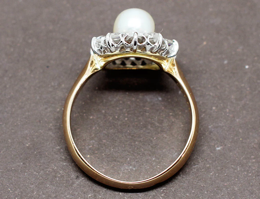 Bague Fleur Perle et Diamants - Image 4