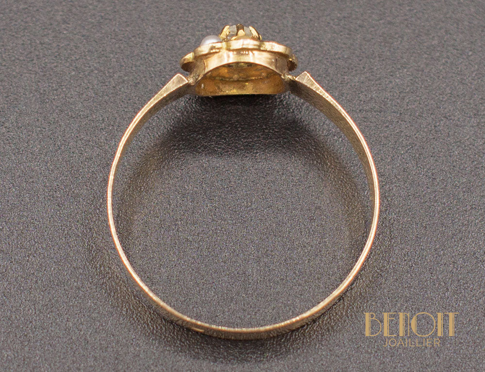 Bague Fleur Perles Diamants - Image 4