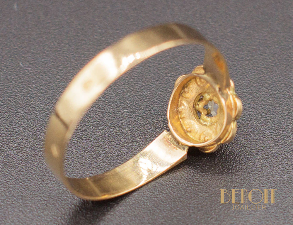 Bague Fleur Perles Diamants - Image 6