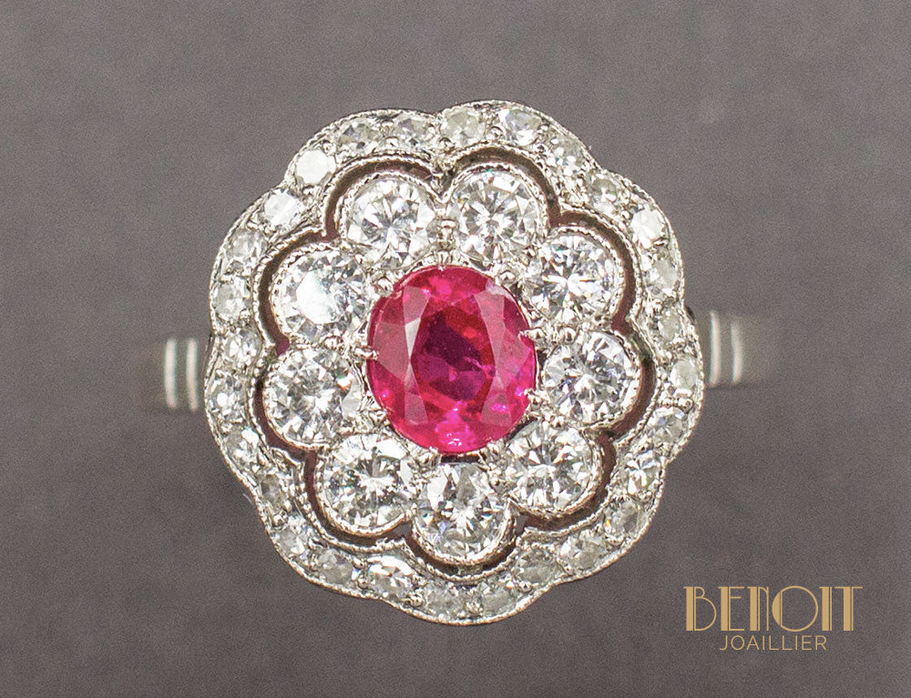 Bague Fleur Rubis Diamants - Image 3
